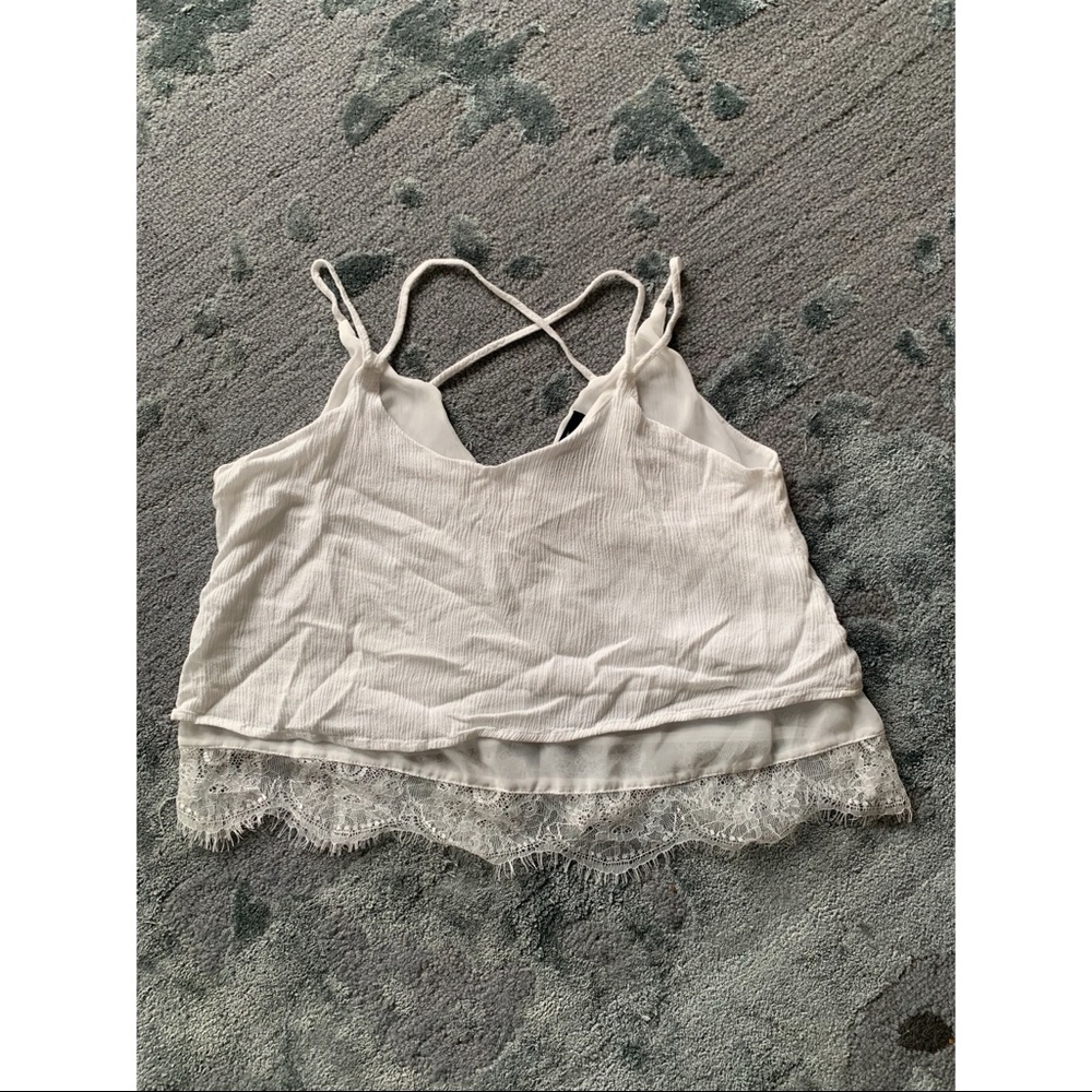 Forever21 large white crop top with lace